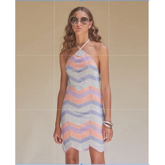 SUBOO Dresses & Skirts - SUBOO - KIKI CHEVRON HALTER MINI DRESS Size Medium NWT
